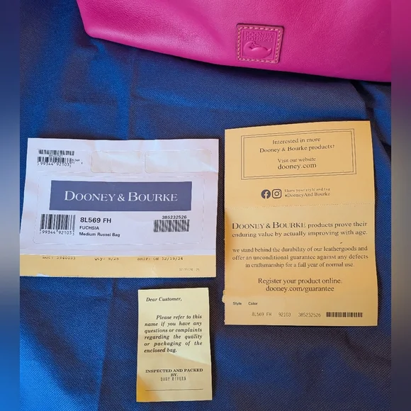 Dooney & Bourke Medium Russel Florentine Leather Tote in FUSHIA - Like New - Picture 8 of 8